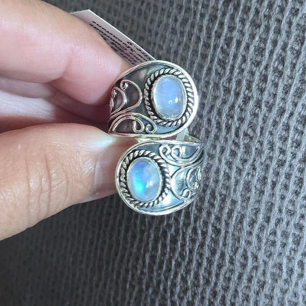 Shivam Rainbow🌈 Moonstone🌛 Bypass Ring💍 - NWT